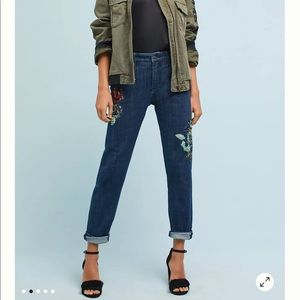 ☀️NEW Anthropologie Pilcro Mid-Rise Slim Boyfriend Embellished Jeans